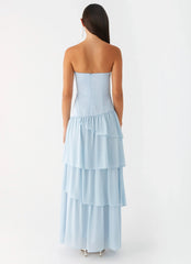 Notre robe longue "Our Story" - Bleu pastel