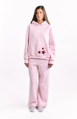 Sweat à capuche étoilé rose Bourgogne