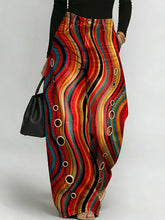 Women's Vintage Rainbow Stripe Art Print Casual Fashion Cutout Jeans