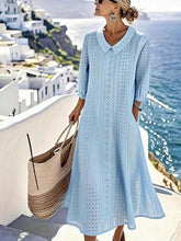 Women'S Casual Solid Color Hollow-Out Design Dress