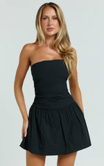Mini-robe Donatella - Robe bustier à taille basse noire