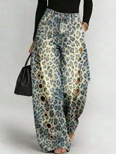 Women's Leopard Print Casual Fashion Cutout Jeans