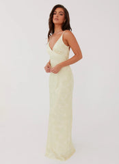 Robe longue Sorrento Sun – Imprimé floral jaune