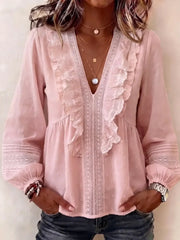 French-style Gentle V-neck Long-sleeve Top