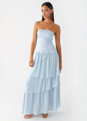 Notre robe longue "Our Story" - Bleu pastel