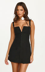 Mini-robe Odette - Robe trapèze à col V plongeant noire