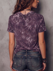 Boho Sexy Tie-dye Cowl-neck Cotton Shirt