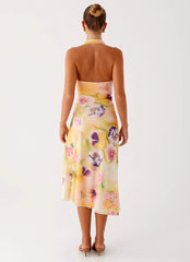 Robe midi Kayce – Imprimé floral « Sunburst »