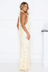 Robe longue bustier en maille Daydream Kiss jaune