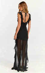Robe longue Theadore - Robe asymétrique à une épaule en noir