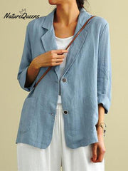 Cotton And Linen Spring Summer Long Sleeve Casual Jacket