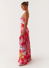 Robe longue bustier Eden - Lys Rose Blanc