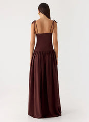 Robe longue en lin Giovanna - Bruine de chocolat