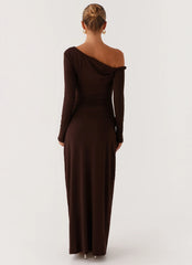 Robe longue torsadée Jordana - Marron