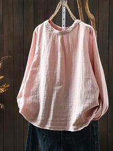 Women Spring Artsy Pure Color 100%Cotton Shirt