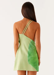Mini-robe Aiva - Motif floral vert