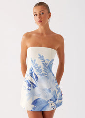 Mini-robe bustier Denby - Imprimé floral bleu