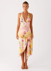 Robe midi Kayce – Imprimé floral « Sunburst »