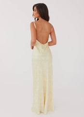 Robe longue Sorrento Sun – Imprimé floral jaune