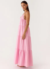 Robe longue en lin Lotty - Rose