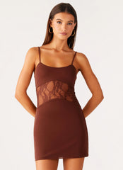 Mini-robe en dentelle Jordanna - Chocolat
