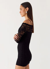 Mini-robe en dentelle Just This Once - Noir