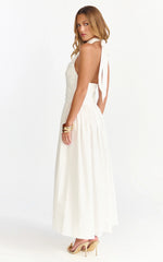 Robe midi Anya - Robe blanche dos nu froncée à taille basse