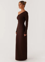Robe longue torsadée Jordana - Marron