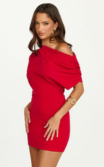 Mini-robe Nalfie - Robe drapée en jersey avec épaules contrastantes, couleur rouge
