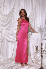 Robe longue en satin rose à une épaule Romance Redefined