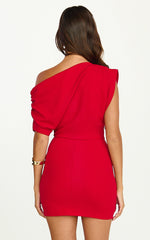 Mini-robe Nalfie - Robe drapée en jersey avec épaules contrastantes, couleur rouge