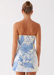 Mini-robe bustier Denby - Imprimé floral bleu