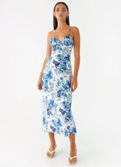 Robe midi Take Chances - Bleu ciel serein fleuri