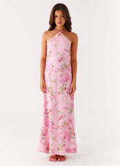 Robe longue Pascal - Imprimé floral rose