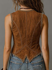 Women's V-neck Sleeveless Casual Loose-fit Vest Top