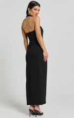 Robe midi Salomé - Robe colonne à col montant noire