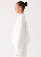 Veste en jean oversize Back Again - Blanc