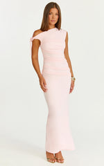 Belle Maxi Robe – Robe longue rose à nouer aux épaules