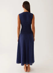 Robe midi Belle à taille froncée - Marine