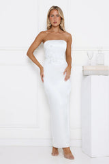 Robe longue bustier ornée Dusk Desire blanche