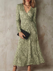 Stylish And Comfortable Leopard Print Slim-fit Wrap Dress