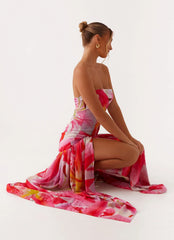 Robe longue bustier Eden - Lys Rose Blanc