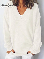Women's V-neck Pullover Knitted Sweater
