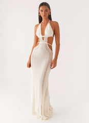 Robe longue en crochet découpé In Motion - Blanc