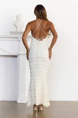 Robe longue dos croisé Dream Girl Energy crème