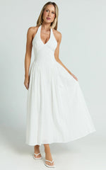 Robe midi Athena - Robe à licou taille basse en blanc