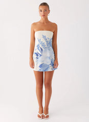 Mini-robe bustier Denby - Imprimé floral bleu