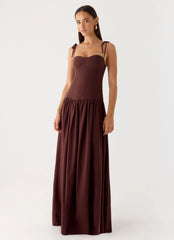 Robe longue en lin Giovanna - Bruine de chocolat