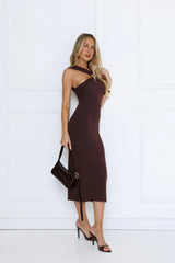 Robe longue Nuits Dorées marron