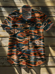 Vintage Art Print Casual 100% Cotton Shirt